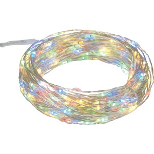 t.b.t. Catena luminosa da esterno con LED colorati, arrotolata.