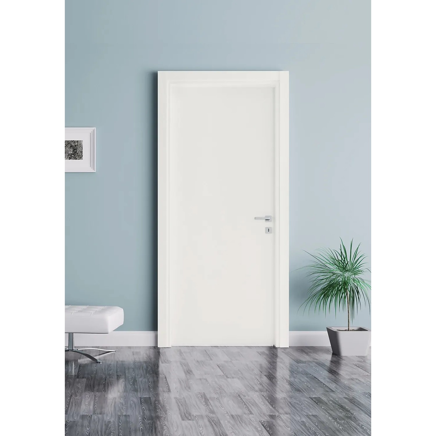 Porta interna bianca t.b.t. in ambiente moderno.