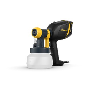 Pistola a spruzzo Wagner, nero-giallo, con contenitore per verniciatura precisa.