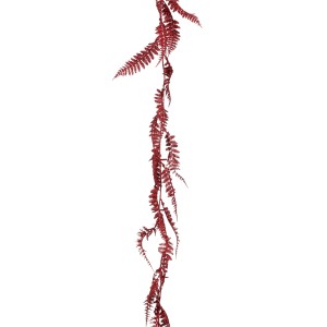 Ghirlanda natalizia rossa decorativa con motivo a felce per decorazioni festive.