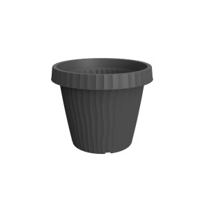 Vaso per piante t.b.t. grigio con superficie scanalata per interni ed esterni.