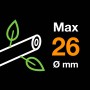 Immagine simbolo: Diametro massimo di taglio 26 mm per cesoie da giardino Fiskars.