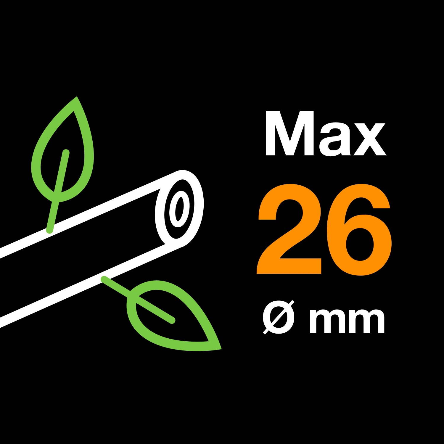 Immagine simbolo: Diametro massimo di taglio 26 mm per cesoie da giardino Fiskars.
