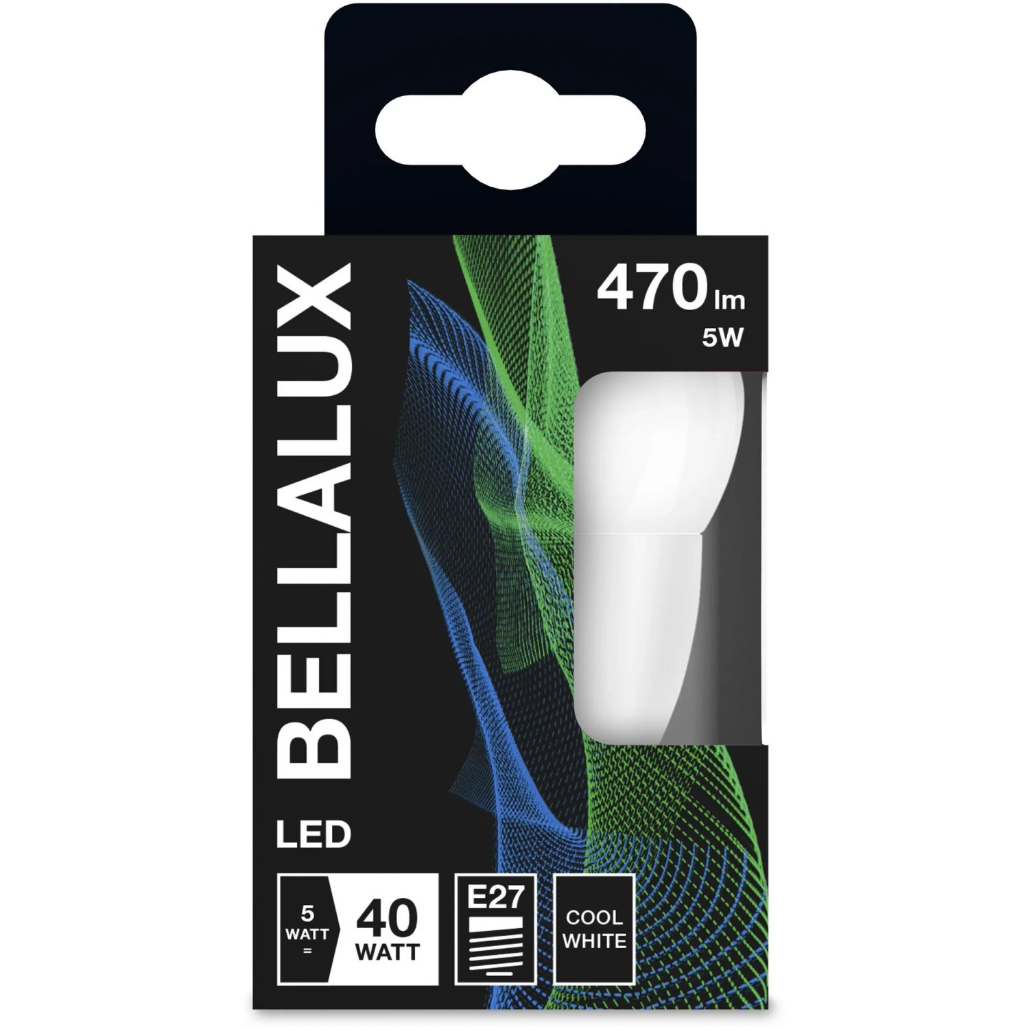 Lampadina LED Bellalux E27 a goccia, 4,9W, 470lm, luce bianca neutra, per interni.