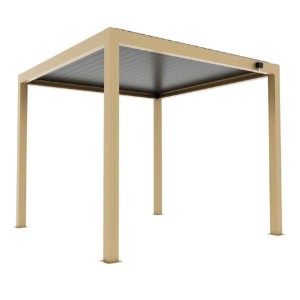 Pergola bioclimatica Atena in alluminio palo 12 4x4xH,25 m effetto legno