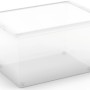 Box contenitore trasparente KIS C XL con coperchio e 4 ruote, capacità 50 litri.