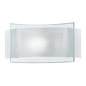 Applique t.b.t. con vetro trasparente e satinato per montaggio a parete.