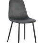 Sedia imbottita grigia con gambe in metallo nero.