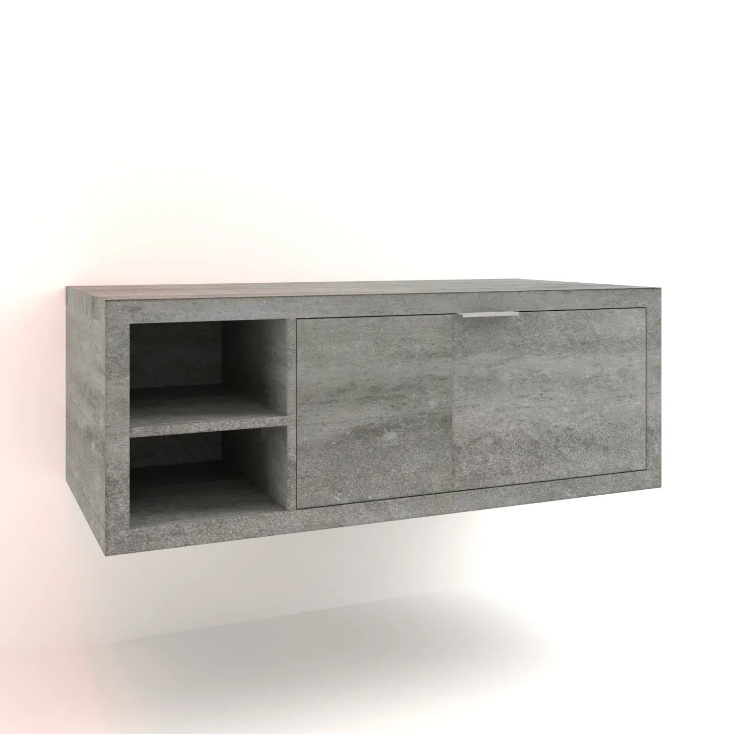 Mobile bagno sospeso t.b.t. grigio con anta e vano a giorno.