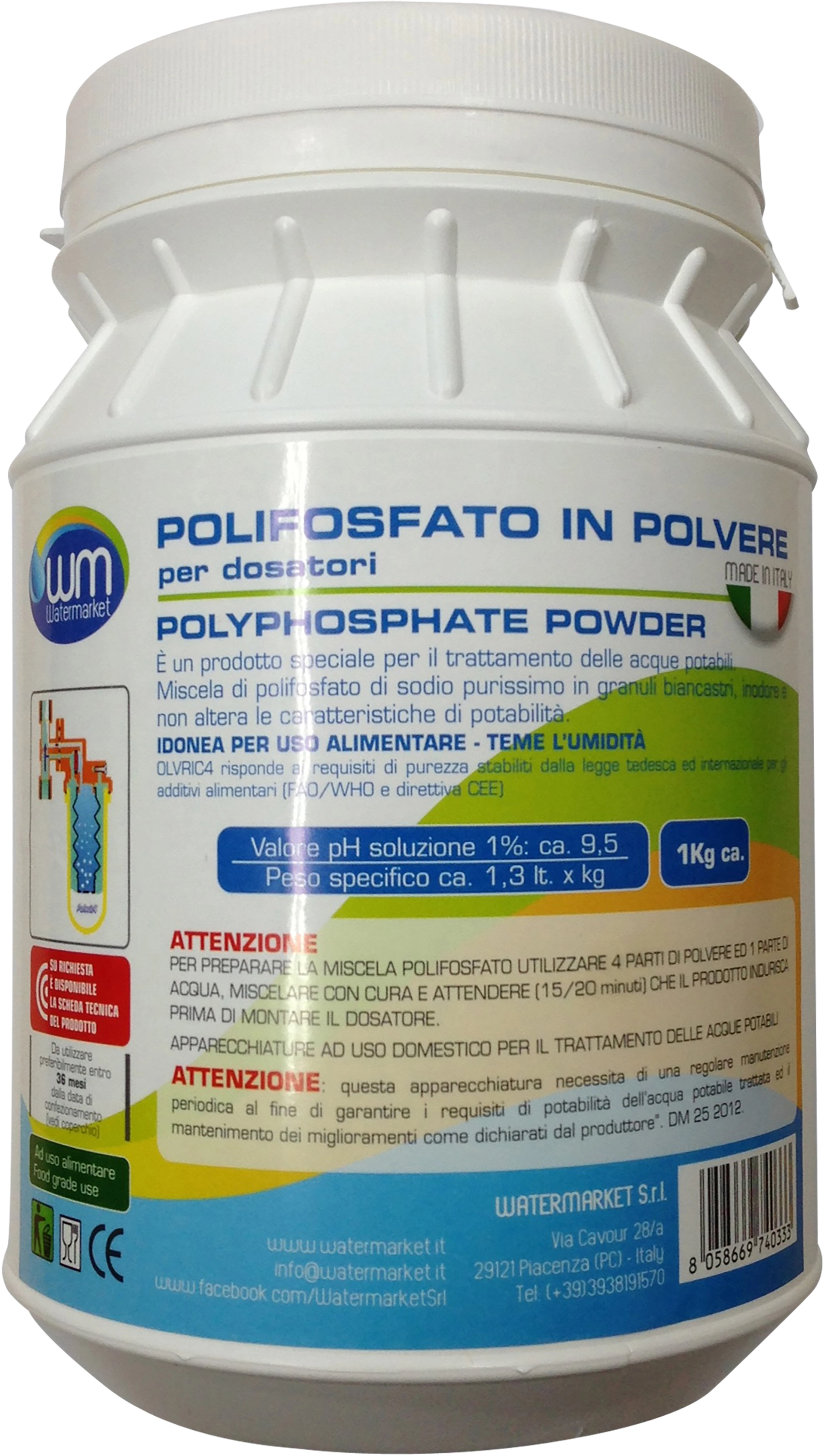 Ricarica di polifosfato in polvere per dosatori - 1 kg