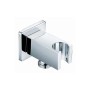 Supporto doccia cromato per flessibile, design squadrato.