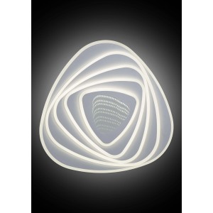 Plafoniera LED moderna t.b.t. con design curvo per montaggio a soffitto.