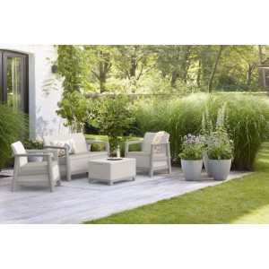 Salotto da giardino Scandi Linea in plastica beige 4 posti
