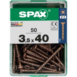 Viti per legno SPAX 3,5x40 mm, 50 pezzi in contenitore trasparente.