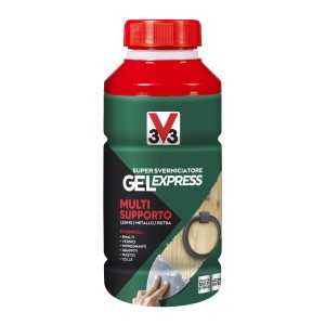 Flacone di t.b.t. sverniciatore Gel Express per legno, metallo, pietra. Verde con tappo rosso.