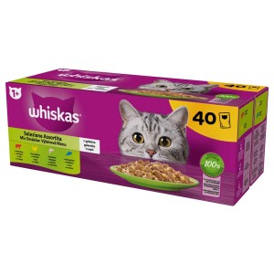 Whiskas multipack cibo umido per gatti, 40 buste con gusti assortiti.