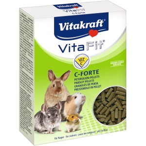 Vitakraft Vita Fit C-Forte alimento per roditori, pellet di prezzemolo per cavie e altri roditori.