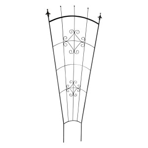 Tutore a ventaglio grigio scuro, alto 180 cm, in acciaio verniciato a polvere per piante rampicanti.