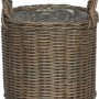Cesto grigio in polyrattan con manici, 27,5x27,5x31,5 cm, ideale come portavaso per interni ed esterni.