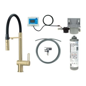 Rubinetto da cucina filtro bocca elastica Idrostile oro spazzolato