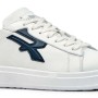 Scarpa da lavoro bianca t.b.t. con logo e dettagli blu scuro.