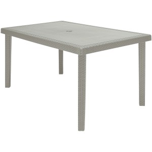 Tavolo da giardino grigio effetto rattan, rettangolare.