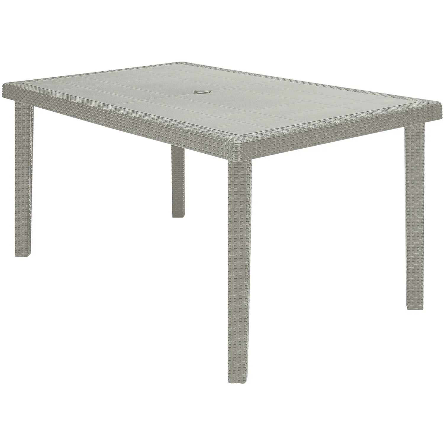 Tavolo da giardino grigio effetto rattan, rettangolare.