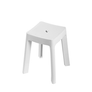Sgabello da bagno t.b.t. bianco in plastica, seduta quadrata.