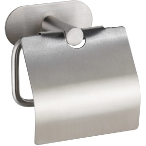 Wenko Porta carta igienica Orea Matt con coperchio, acciaio inox, per montaggio a parete senza forare.