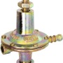 Regolatore di pressione del gas per fornello a gas, metallico giallastro.