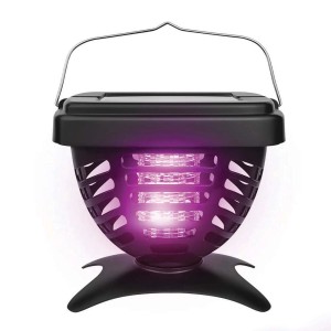 Trappola per insetti nera con luce UV, ideale per il giardino.