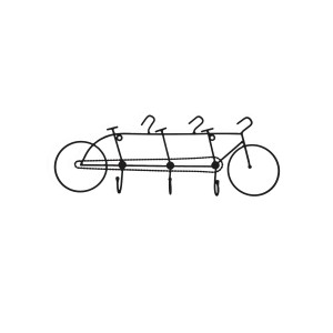 Organizzatore per armadio t.b.t. nero a forma di bicicletta con tre ganci.