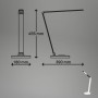Schizzo della lampada da scrivania a LED bianca Brilo Cuma con dimensioni.