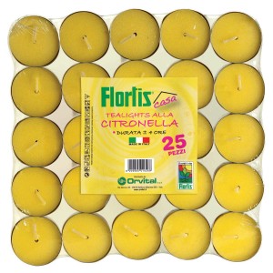 Lumini gialli alla citronella, confezione da 25 per repellente zanzare.