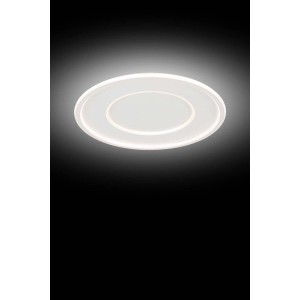 Plafoniera LED bianca t.b.t. con forma rotonda per montaggio a soffitto.