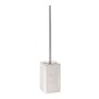 Portascopino WC bianco con scritta "Salle de Bain" e manico in acciaio inox.