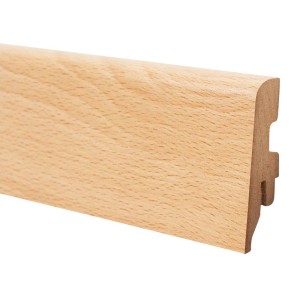 Battiscopa OBI in rovere, altezza 60 mm, con sistema a clip e canalina per cavi.