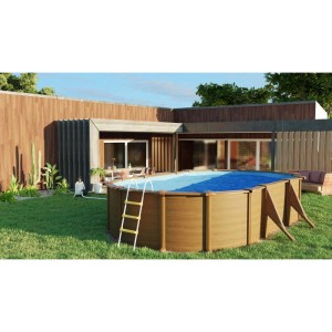 Piscina fuori terra ovale in acciaio decorazione legno Gre 500x300 H 132 cm