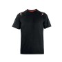 T-shirt da lavoro t.b.t. nera con dettagli rossi su colletto e spalle.