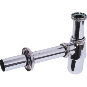 Sifone per lavandino cromato lucido.