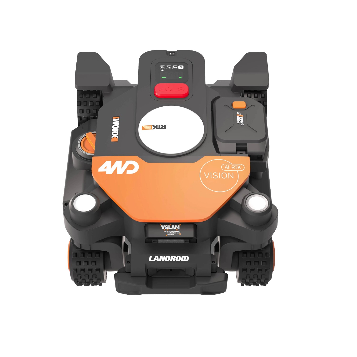 Robot rasaerba Worx Landroid Vision Cloud L4000 4WD WR344E, vista dall'alto.