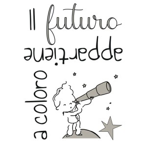 Adesivo da parete t.b.t. con bambino, telescopio e stelle.