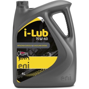 Olio motore i-Lub 15W-40 di Eni, tanica da 4 litri per motori benzina e diesel.