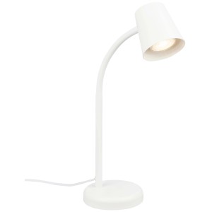 Lampada da scrivania bianca con braccio flessibile per illuminazione ottimale.