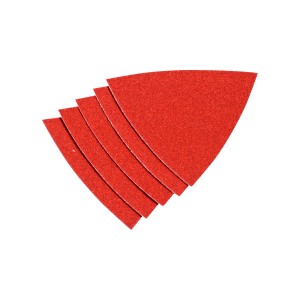Fogli abrasivi LUX per levigatrice triangolare, 96 mm, grana 80, set da 5 pezzi, rosso.