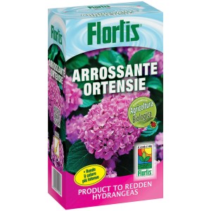Confezione di fertilizzante per ortensie per intensificare il colore dei fiori.