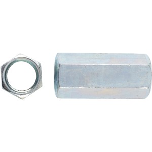 Dado di collegamento LUX M10x30, zincato, 3 pezzi, per collegare barre filettate o come distanziatore.