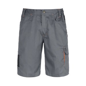 Pantaloncini da lavoro grigi t.b.t. con dettagli arancioni e tasca laterale.