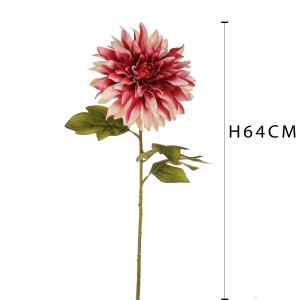 Fiore artificiale decorativo: Dalia rosa e bianca, alta 64 cm.