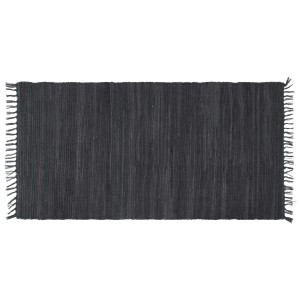Tappeto/zerbino rettangolare antracite con frange per cucina e ingresso.